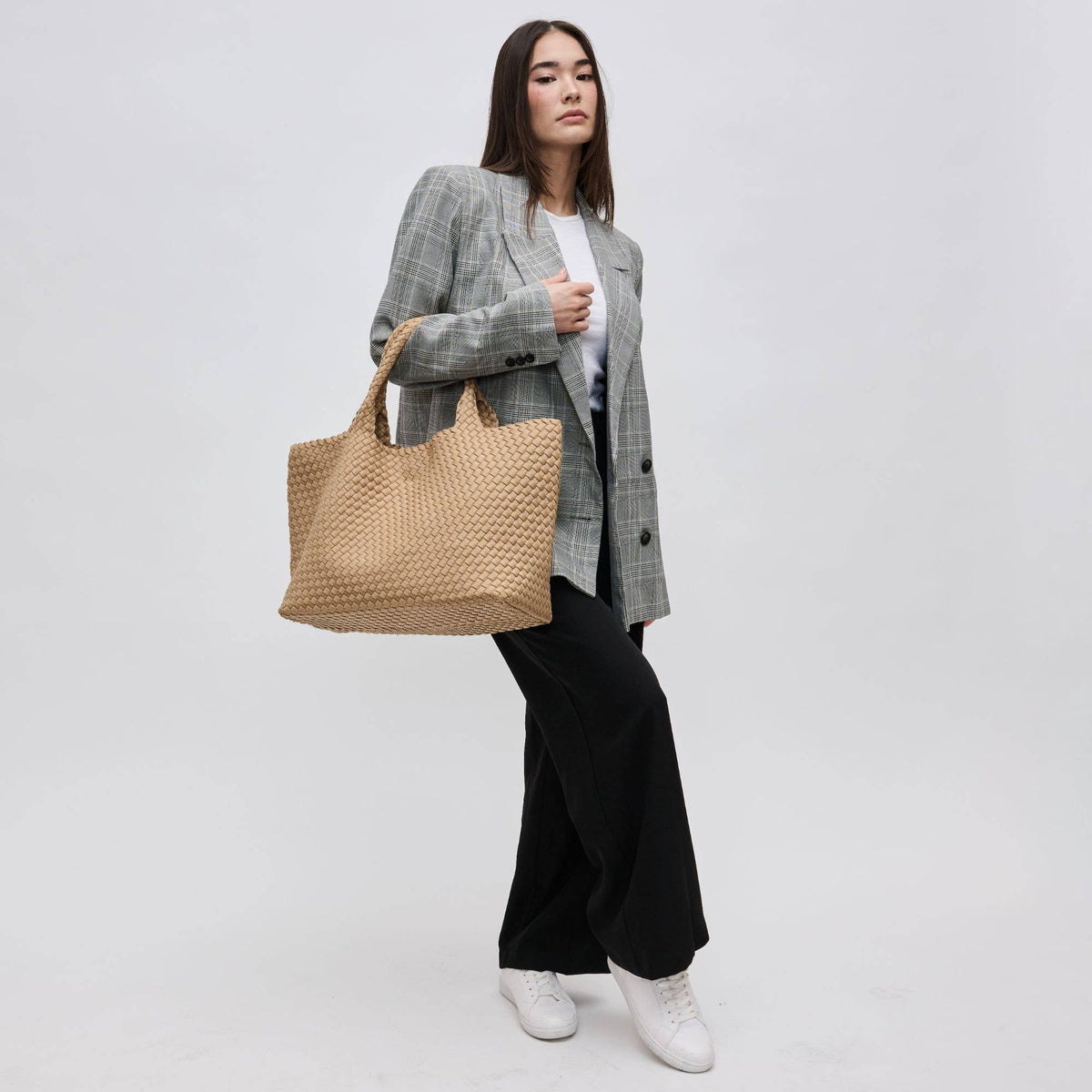 Sky's The Limit Large Woven Neoprene Tote: Nude