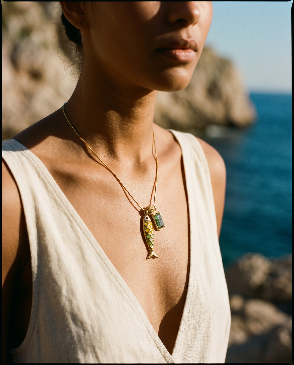 Goldfish Necklace, Natural Stone | Handmade Summer Collection: Tiger´s Eye 2