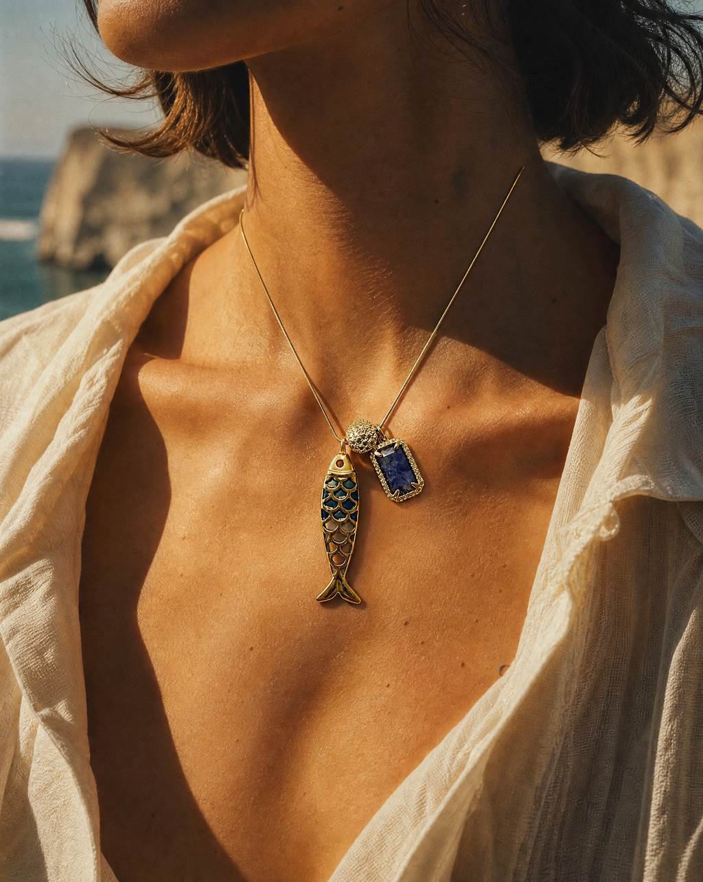 Goldfish Necklace, Natural Stone | Handmade Summer Collection: Tiger´s Eye 2