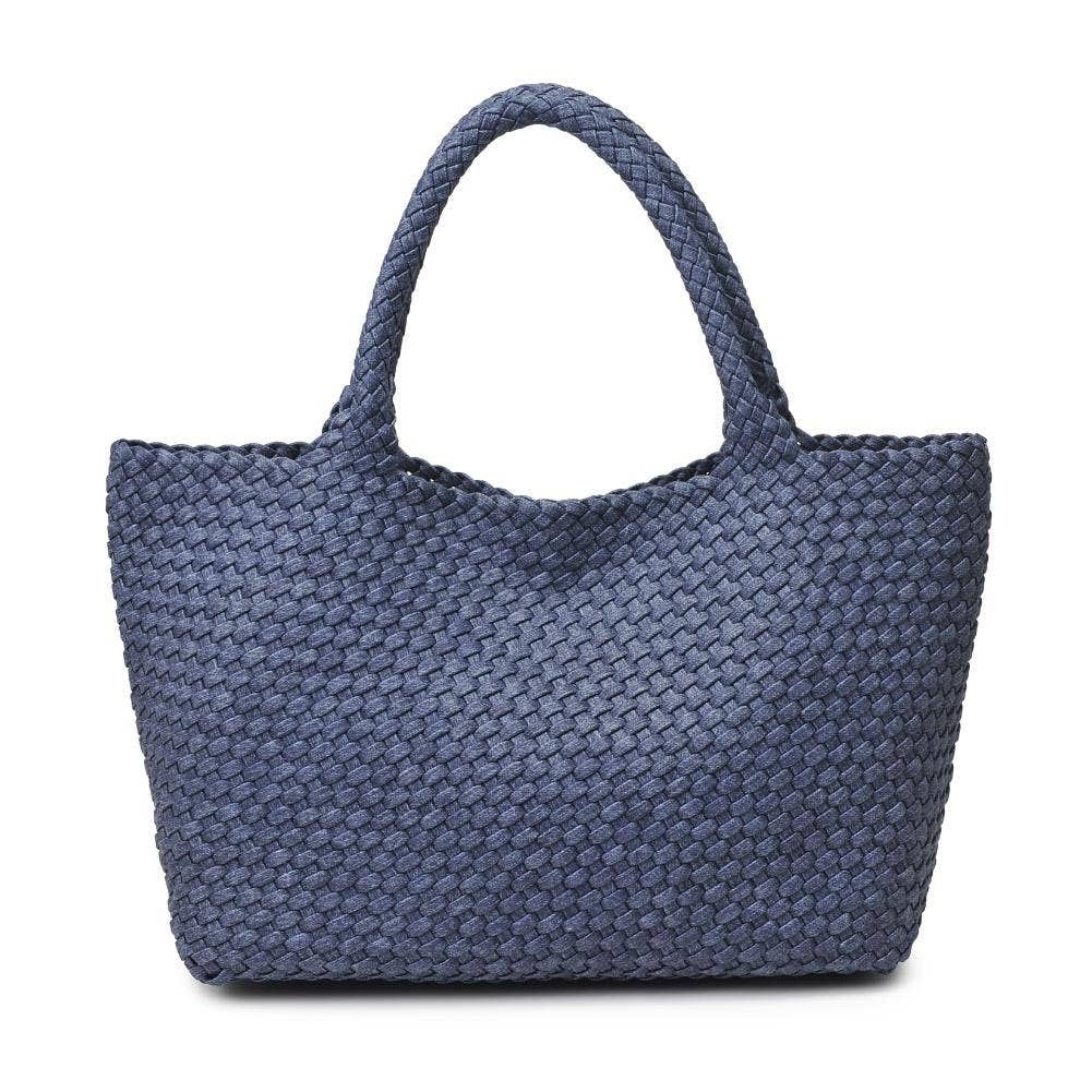 Sky's The Limit Large Woven Neoprene Tote: Dark Denim