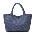 Sky's The Limit Large Woven Neoprene Tote: Dark Denim