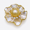 Elegant Camellia Brooch with Pearl Accent