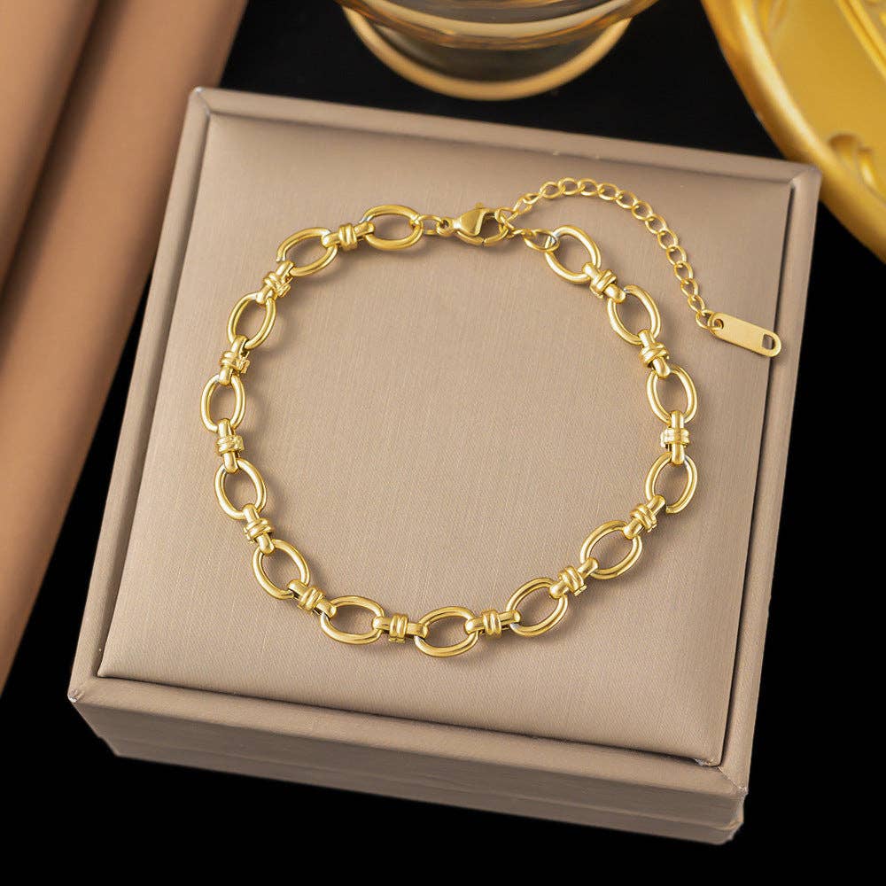 18K Gold Plated Waterproof Stainless Steel Chain Bracelet