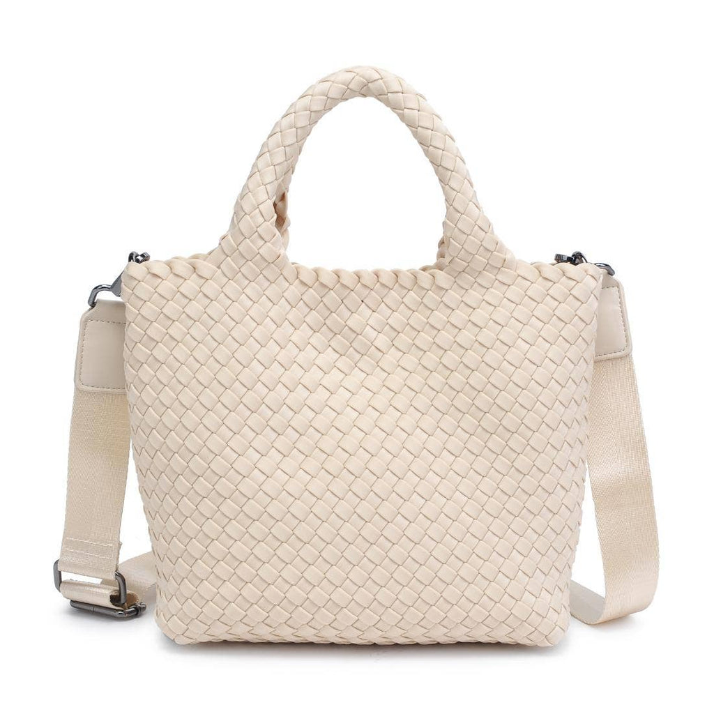 Sky's The Limit Small Woven Neoprene Crossbody: Cream