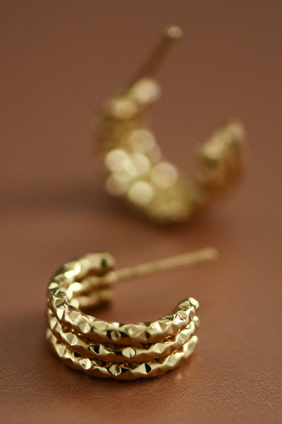 18K Gold Plated Waterproof Stainless Steel Hoop Earrings - 7366: S0OX3T7366