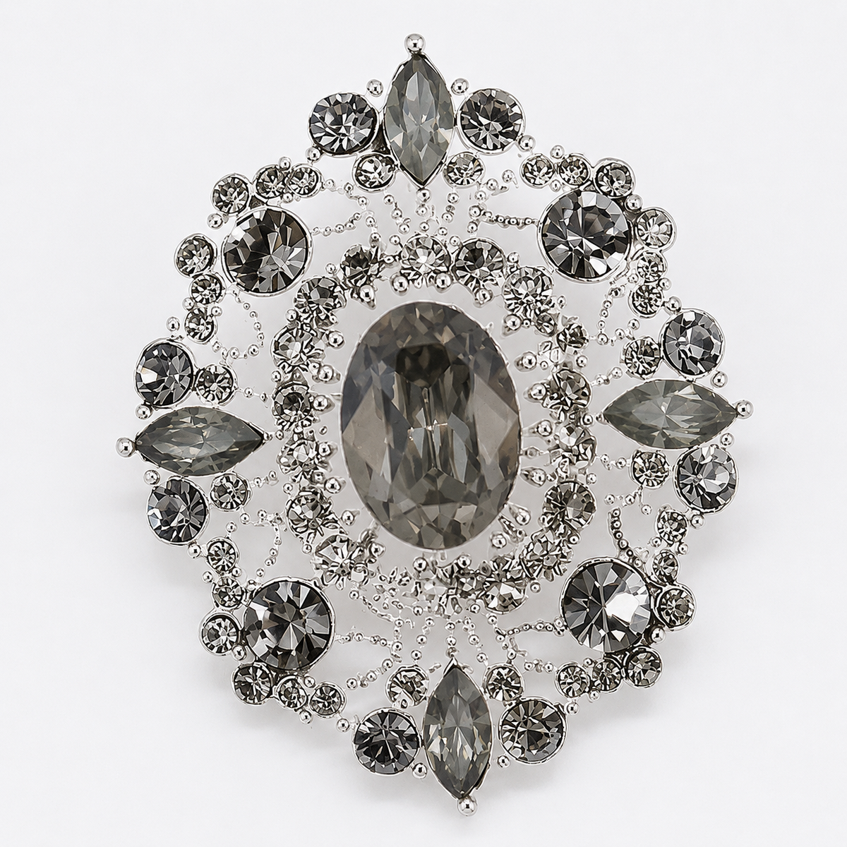 Vintage Inspired Oval Crystal Brooch Pin