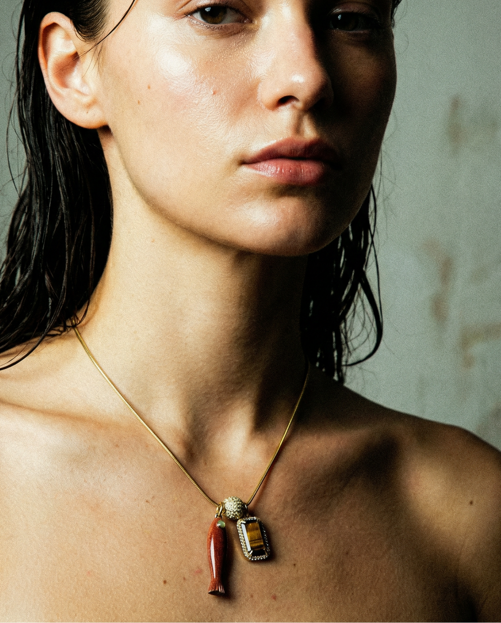 Fish & Gemstone Charm Necklace · Spiritual Talisman: Agate