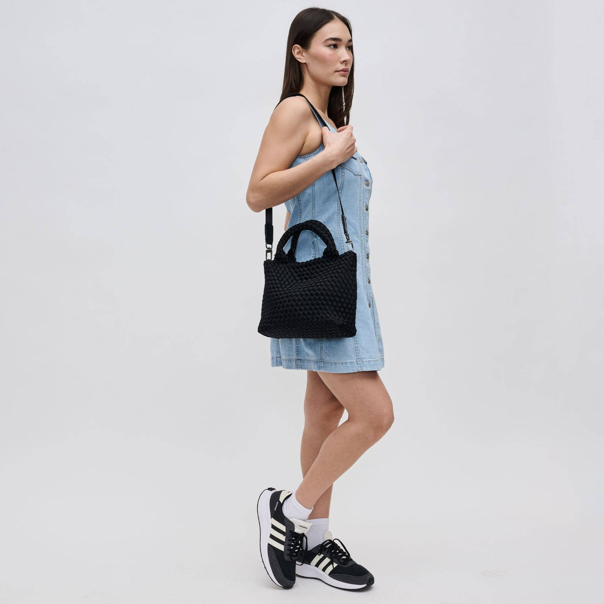 Sky's The Limit Small Woven Neoprene Crossbody: Black
