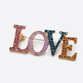 Pave Crystal LOVE Letter Brooch Pin
