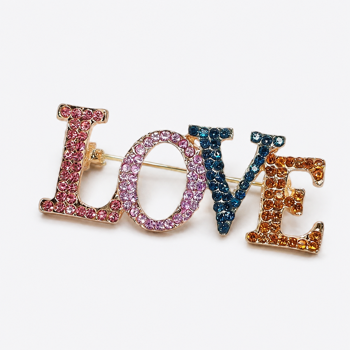 Pave Crystal LOVE Letter Brooch Pin