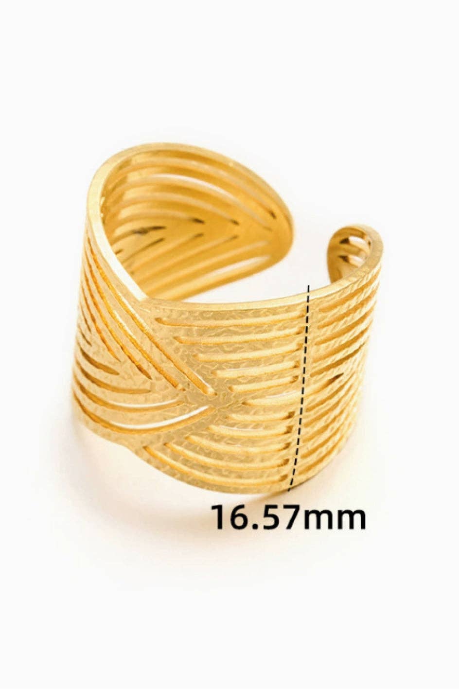 18K Gold Plated Waterproof Stainless Steel Ring - 7943: S0OX3T7943