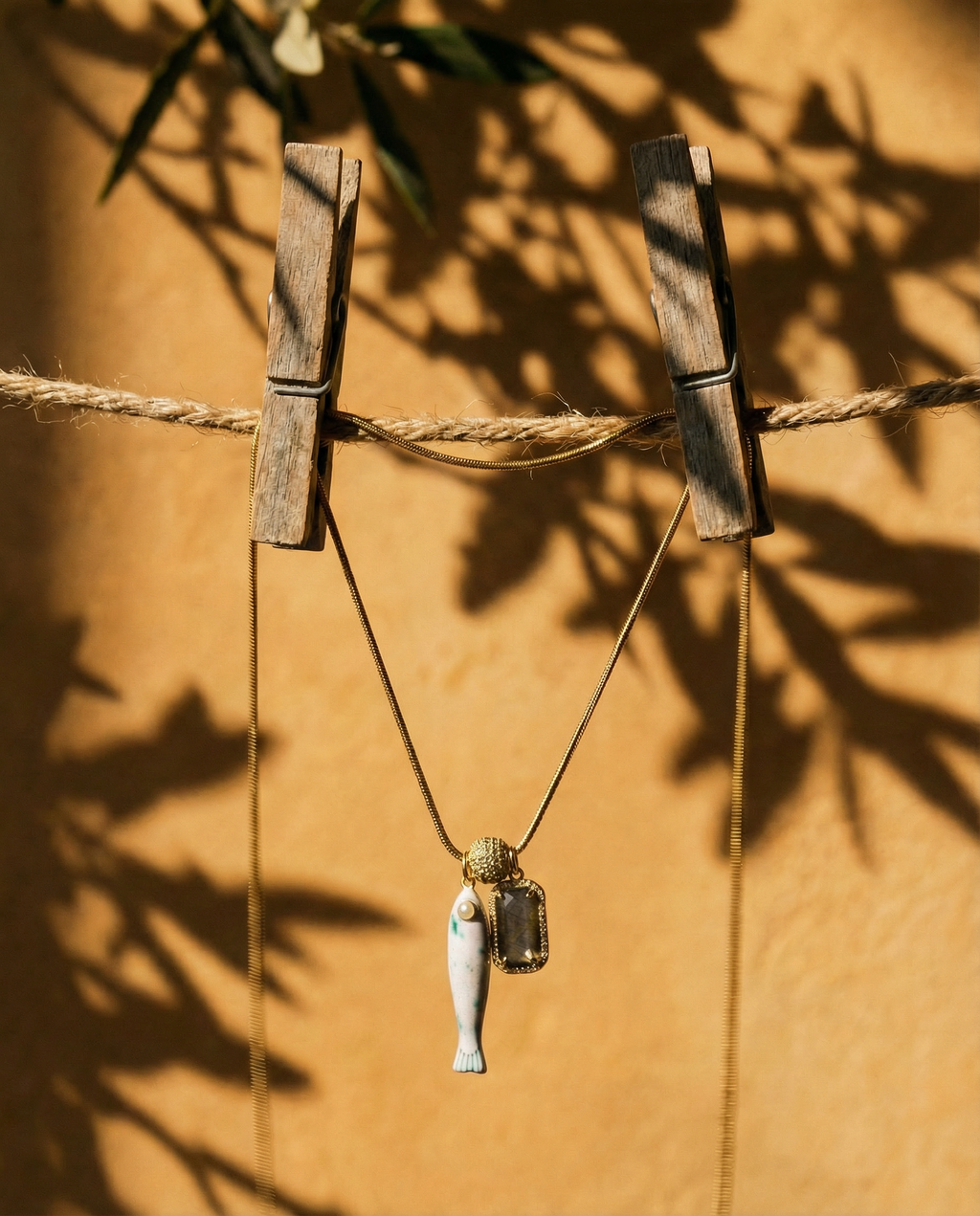 Fish & Gemstone Charm Necklace · Spiritual Talisman: Agate