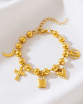 Big White Crystal & Charm Bead Bracelets-W: Faith Charm Bead Bracelet
