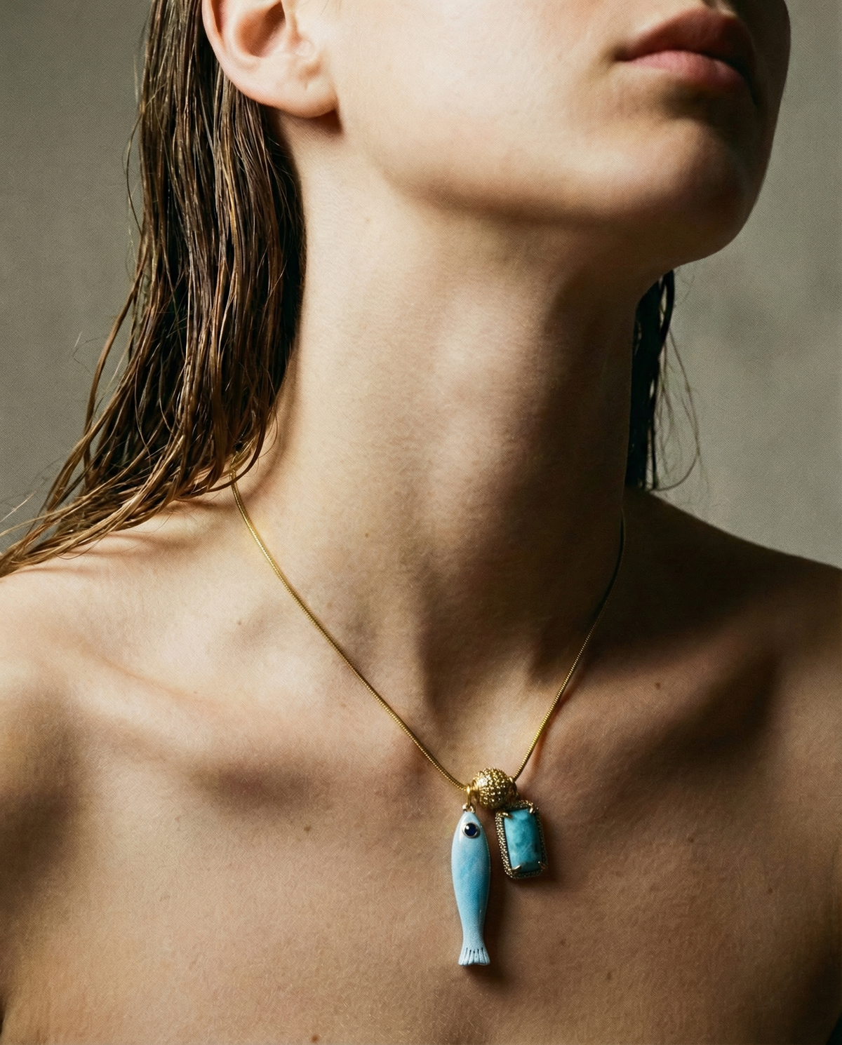 Fish & Gemstone Charm Necklace · Spiritual Talisman: Agate