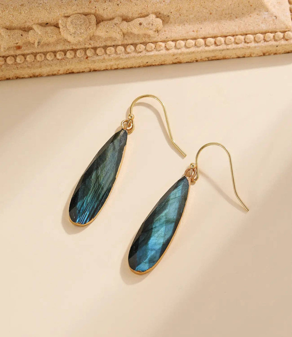 Long 18K Gold-Plated Labradorite Earrings
