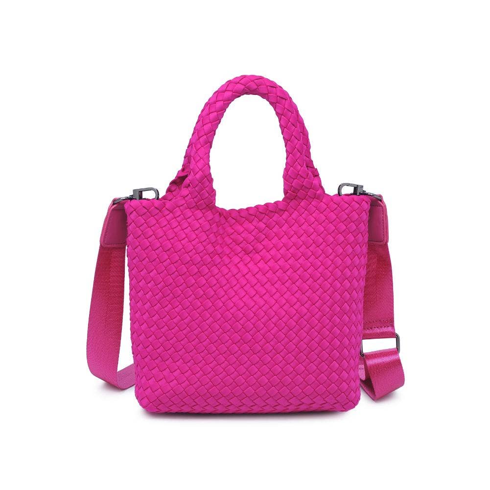 Sky's The Limit Small Woven Neoprene Crossbody: Fuchsia