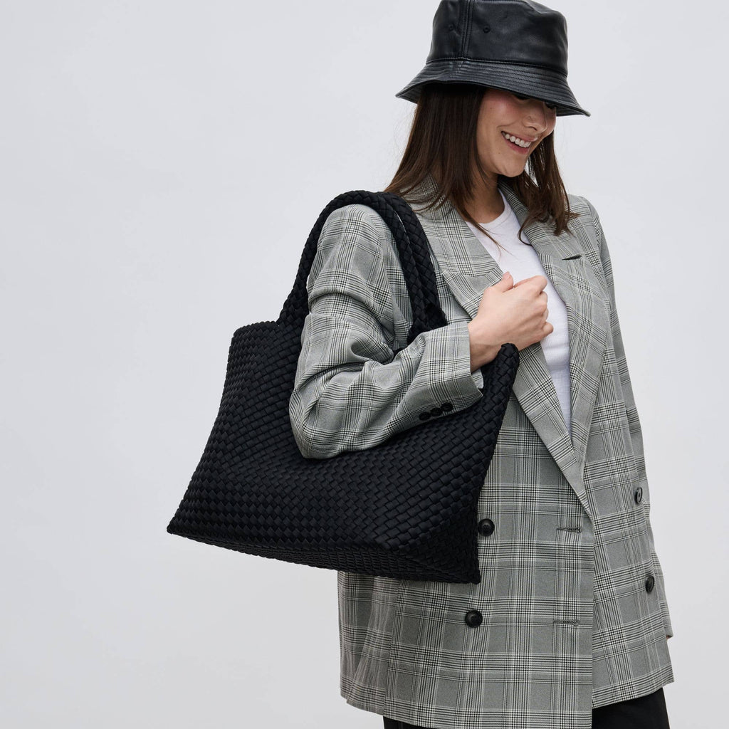Sky's The Limit Large Woven Neoprene Tote: Black