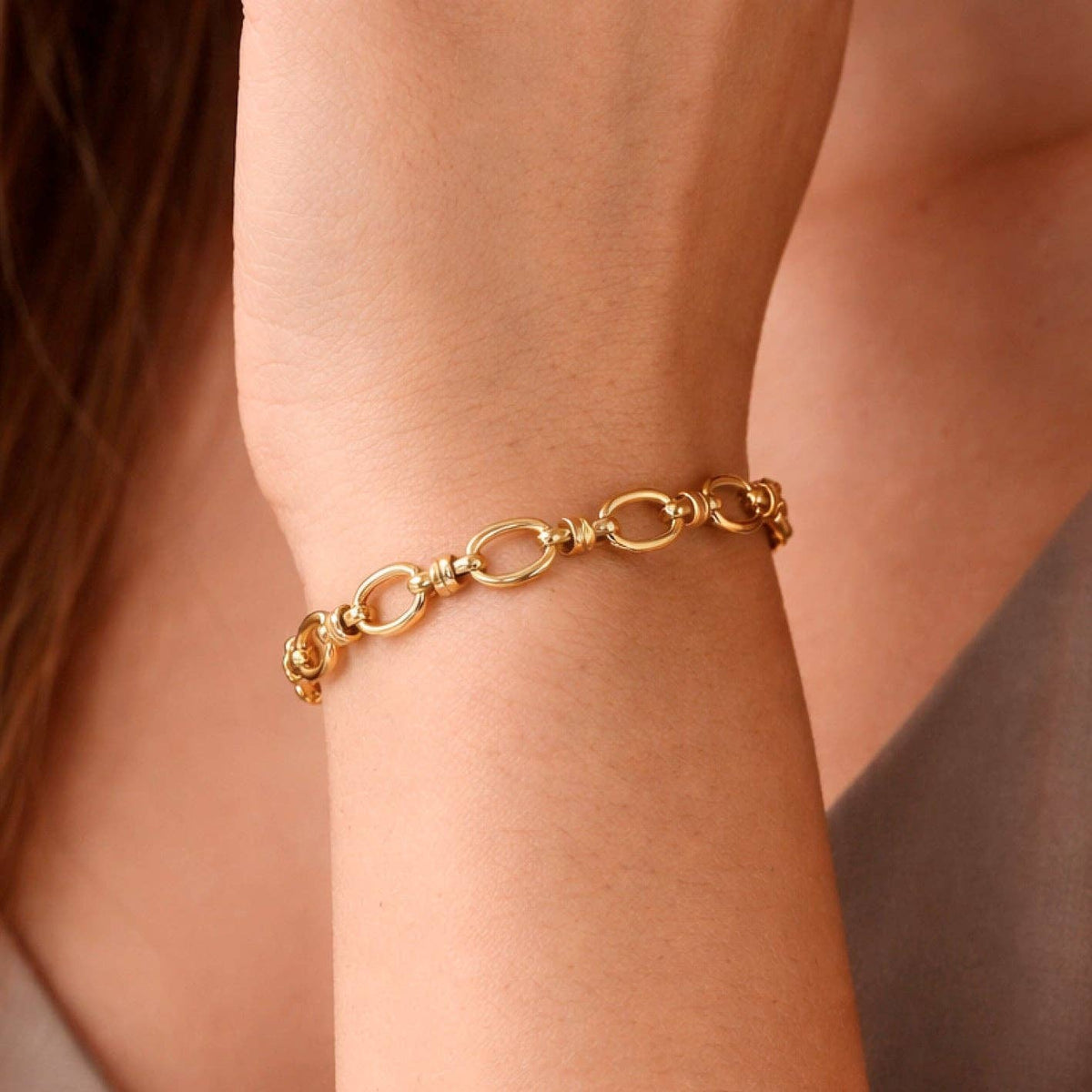 18K Gold Plated Waterproof Stainless Steel Chain Bracelet