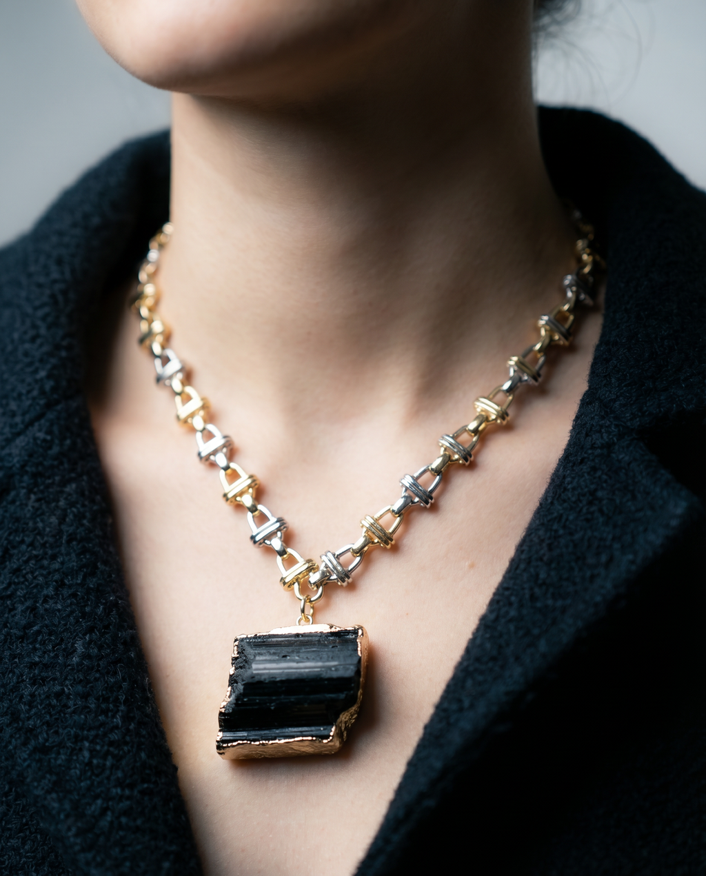 Raw Black Tourmaline Pendant Necklace · Protection Stone