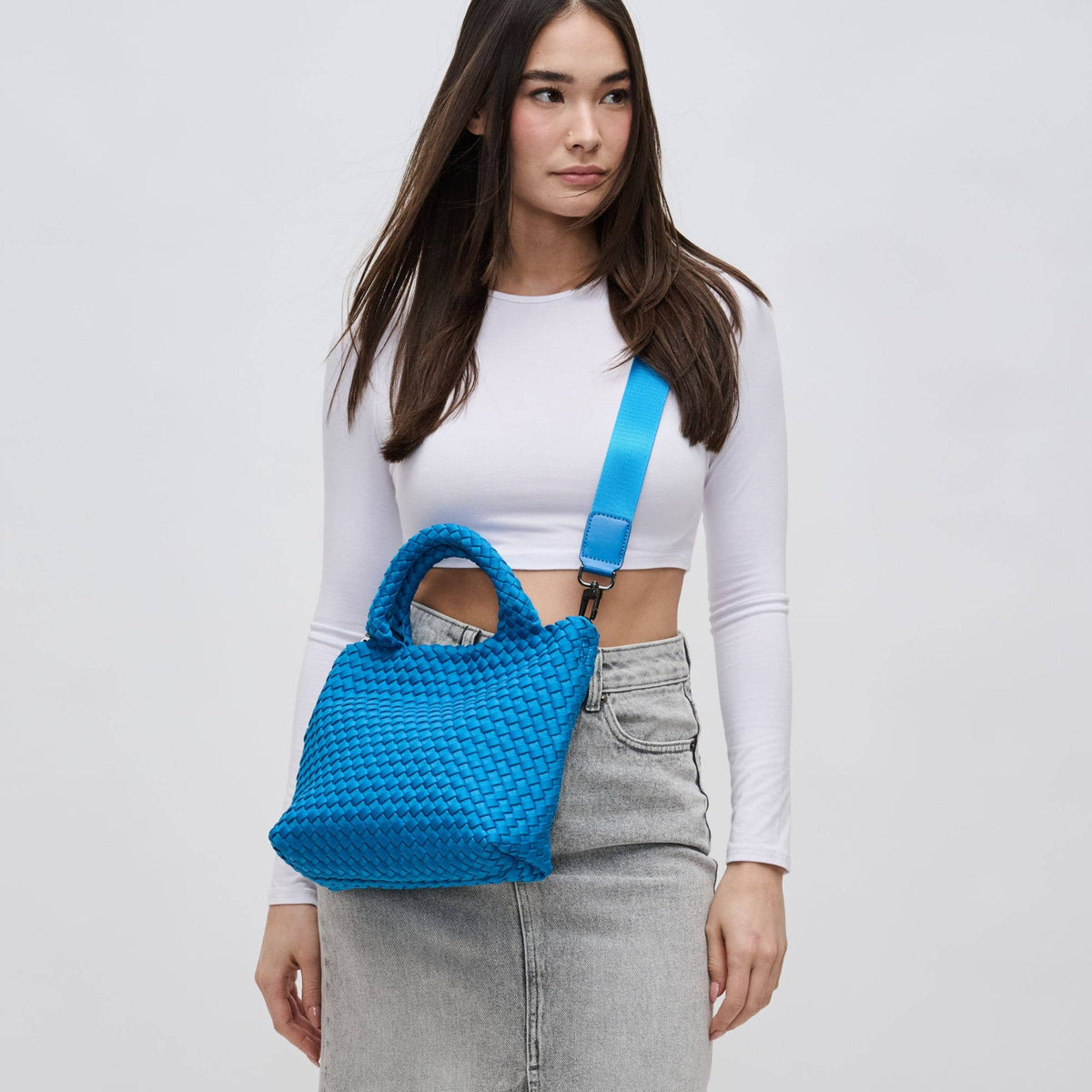 Sky's The Limit Small Woven Neoprene Crossbody: Ocean