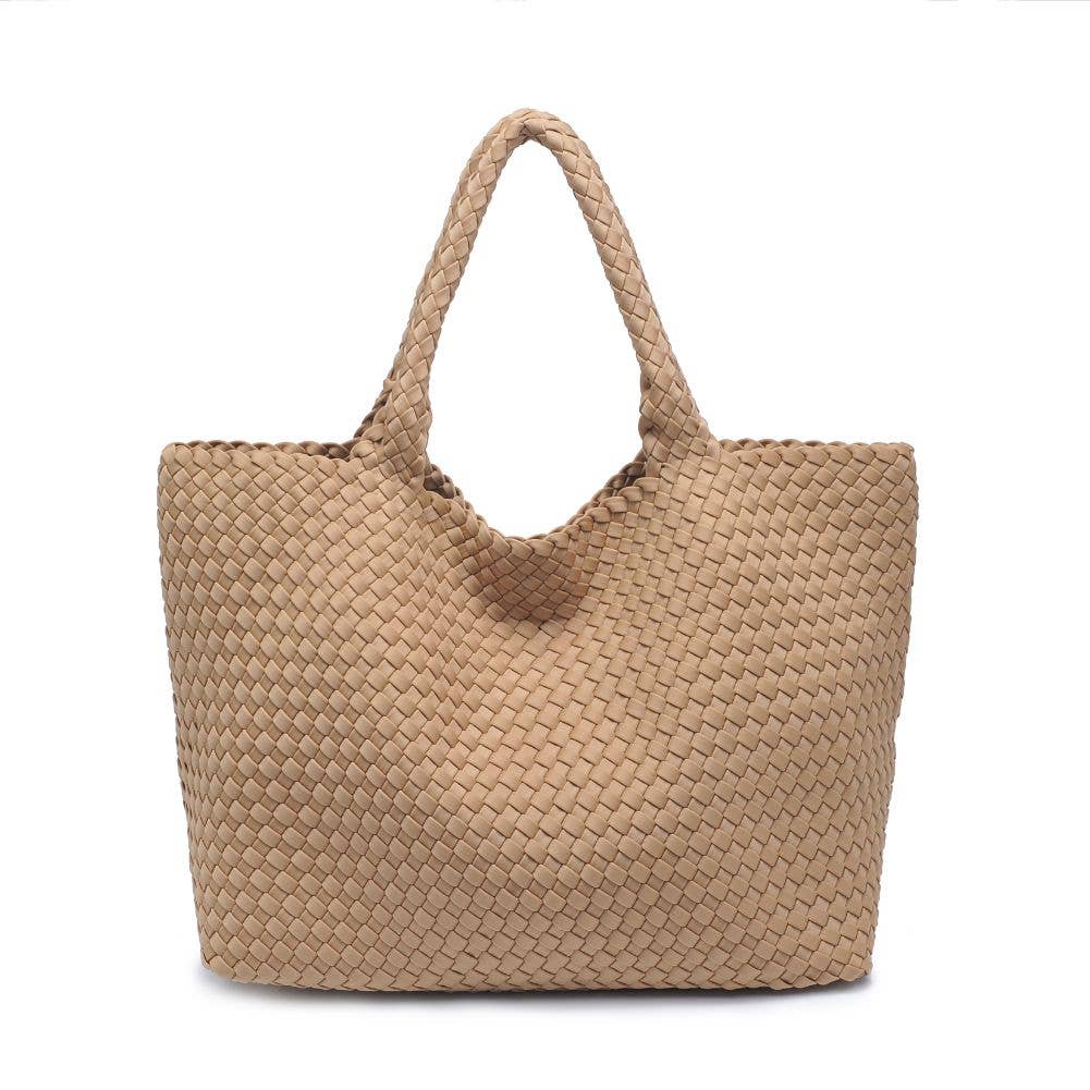 Sky's The Limit Large Woven Neoprene Tote: Nude
