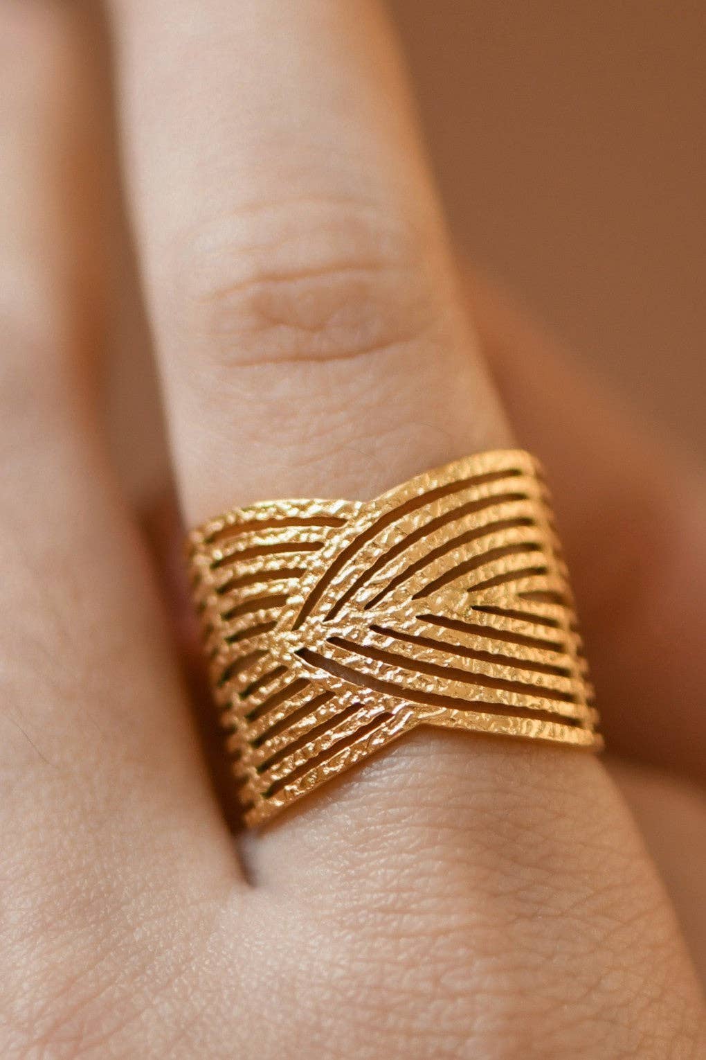 18K Gold Plated Waterproof Stainless Steel Ring - 7943: S0OX3T7943
