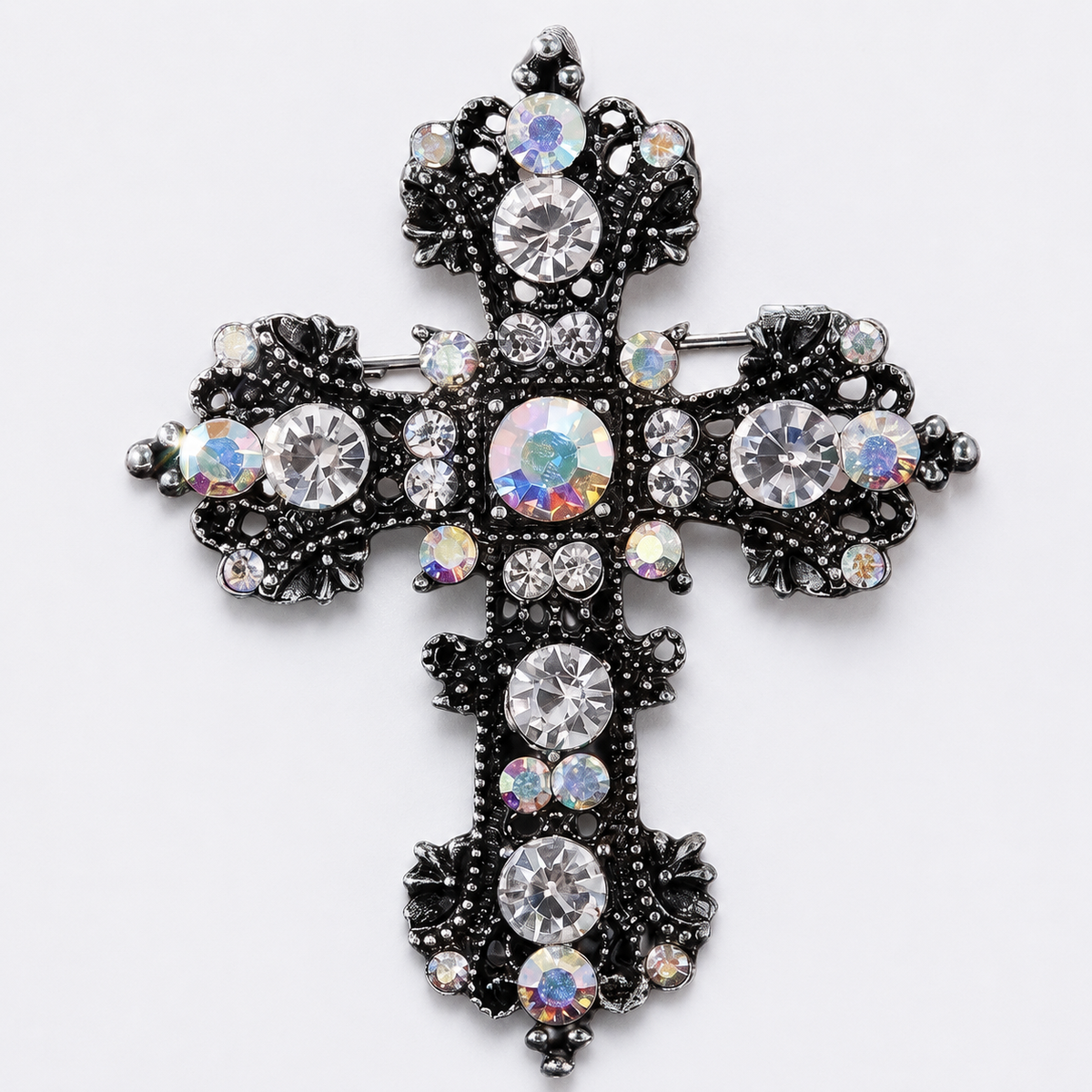 Sparkling Crystal Cross Brooch Pin: A2