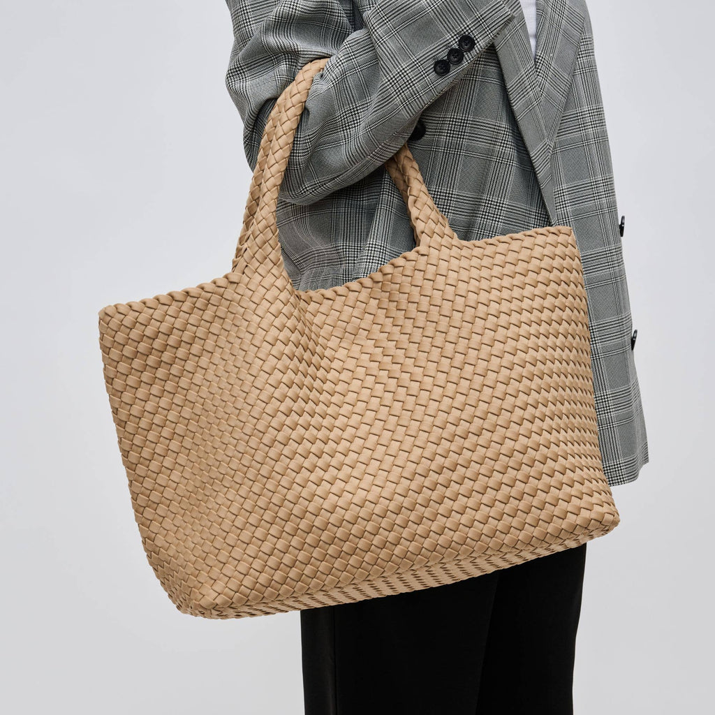Sky's The Limit Large Woven Neoprene Tote: Nude