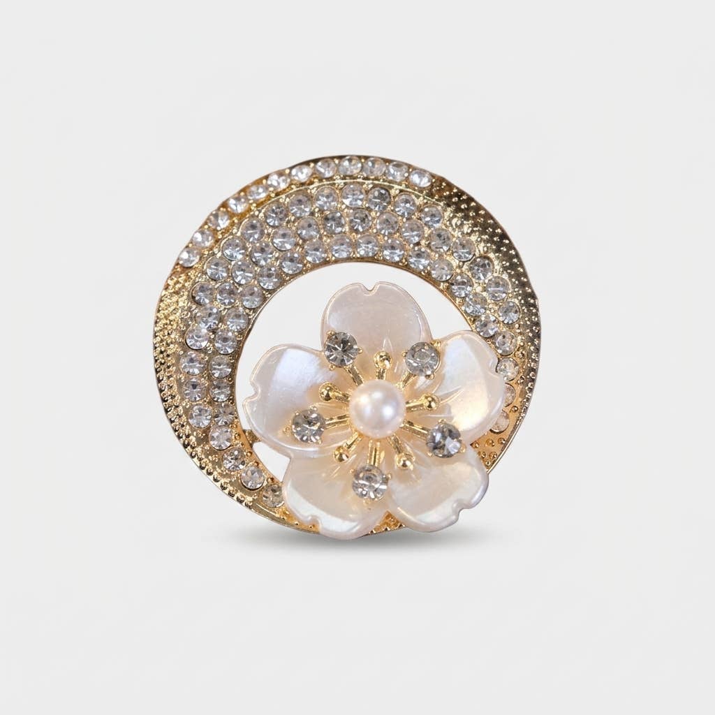 Sparkling Crystal Floral Wreath Brooch Pin / 4.1*4.1CM