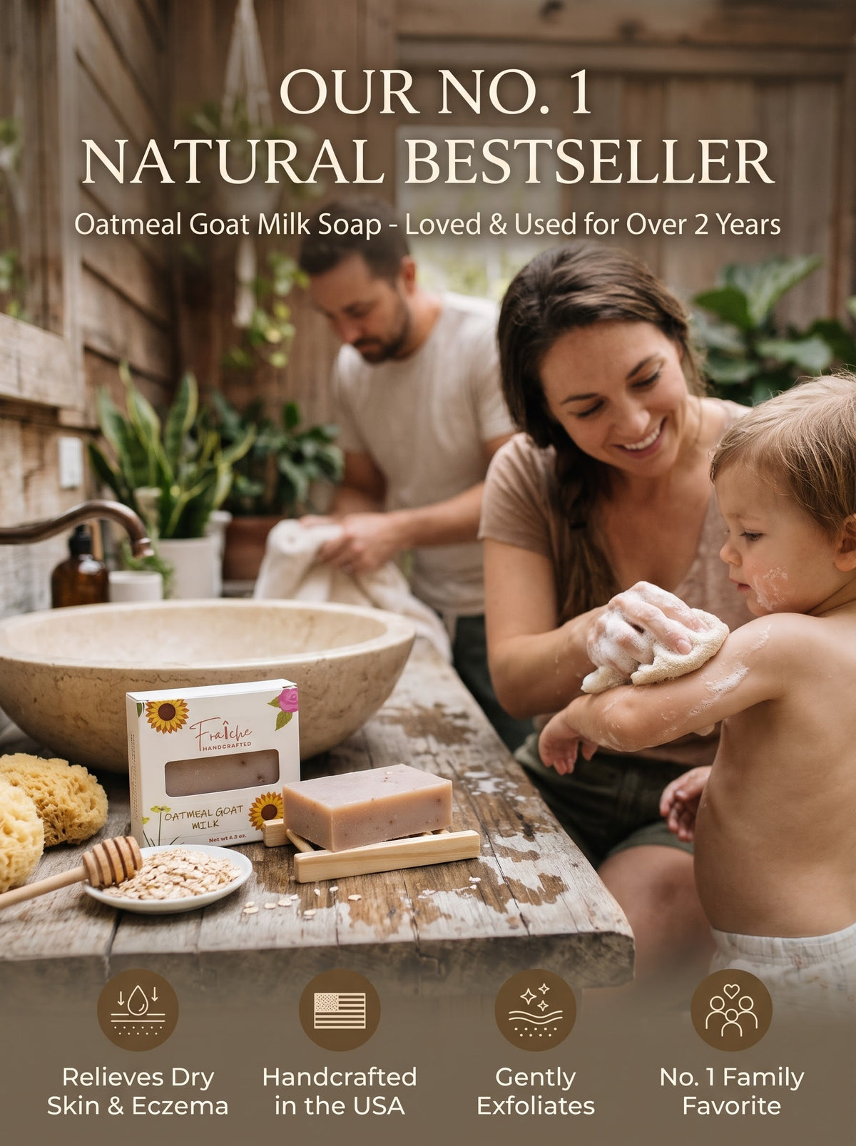 Oatmeal Goat Milk Natural Soap | No. 1 Bestseller for Sensitive Skin & Eczema Relief 🌾🥛🍯