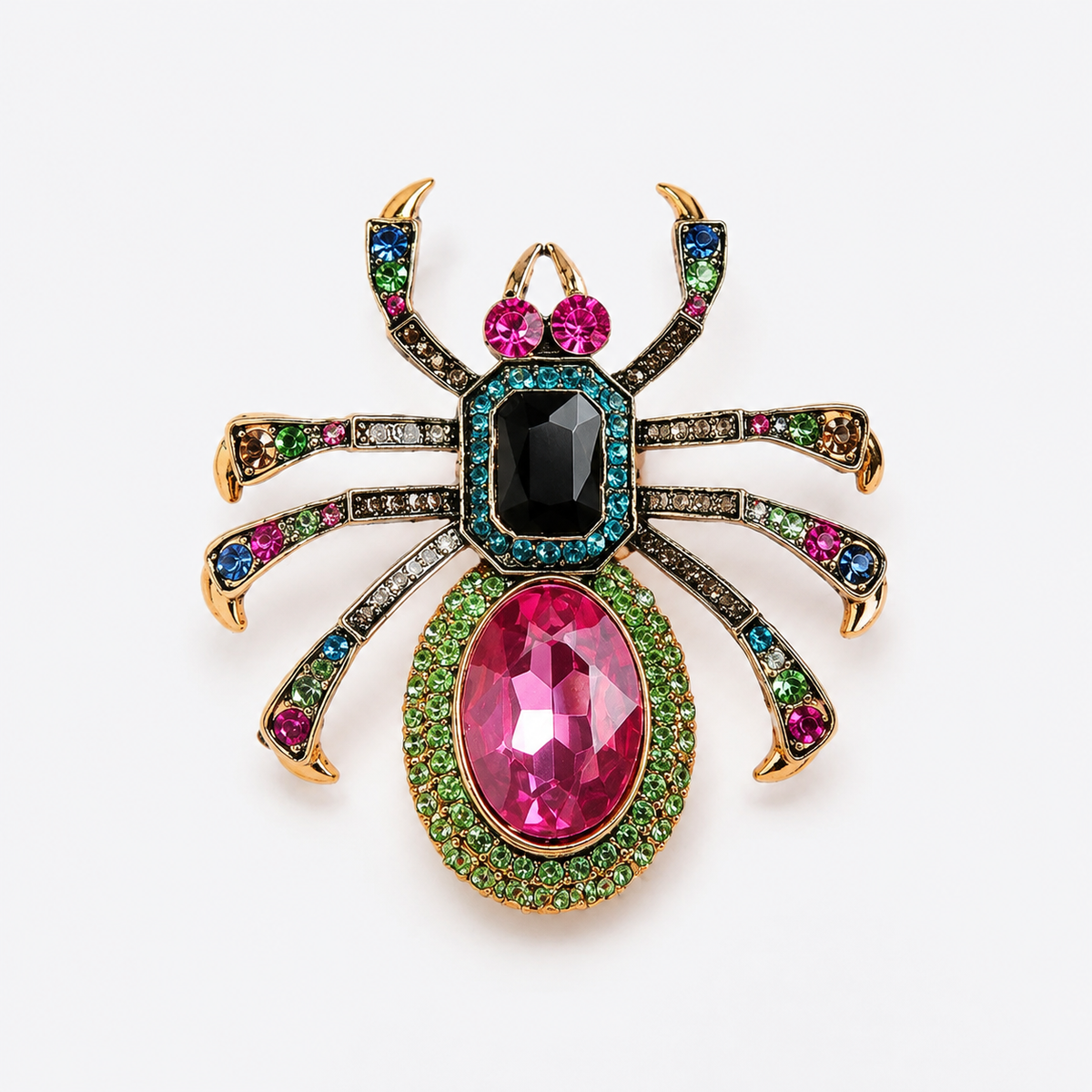 Pink Crystal Spider Statement Brooch Pin