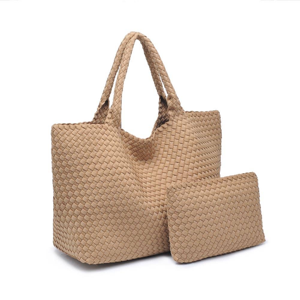 Sky's The Limit Large Woven Neoprene Tote: Nude
