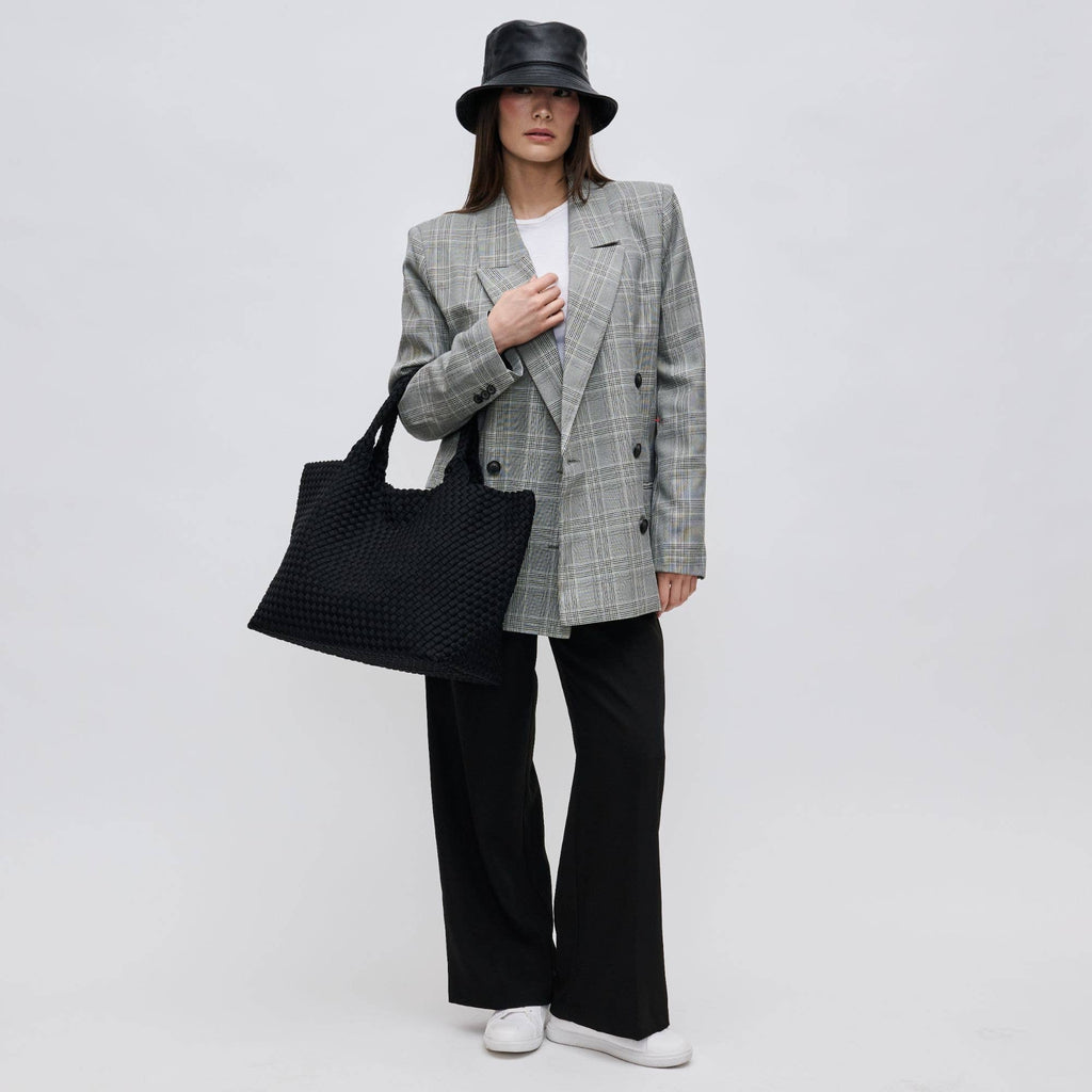Sky's The Limit Large Woven Neoprene Tote: Black