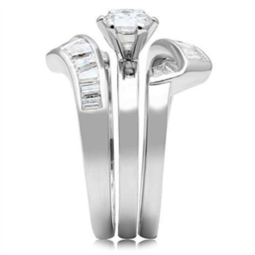 SS025 - Silver 925 Sterling Silver Ring with AAA Grade CZ  in Clear: 10