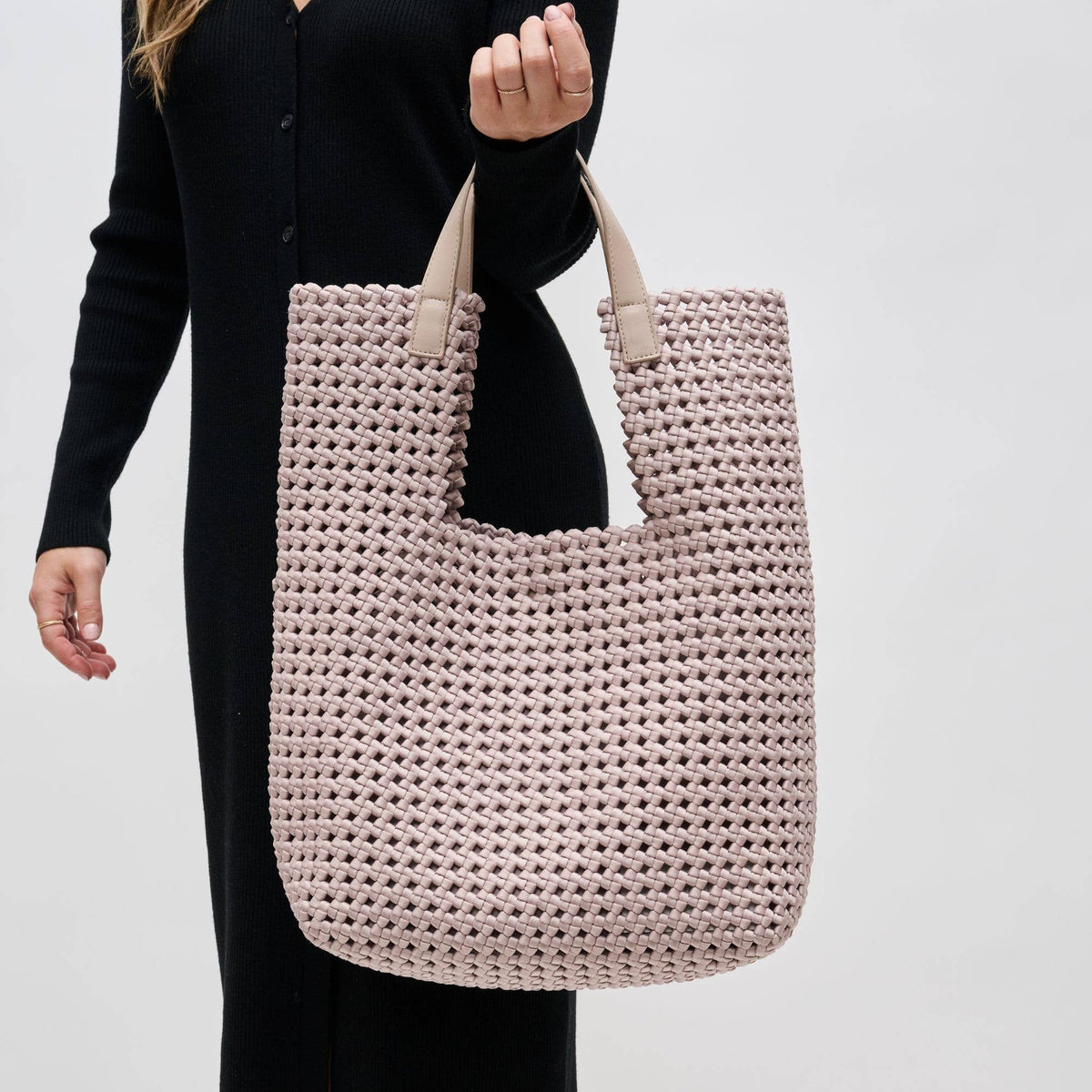 Zenith Zen Hand Woven Knot Tote: Nude