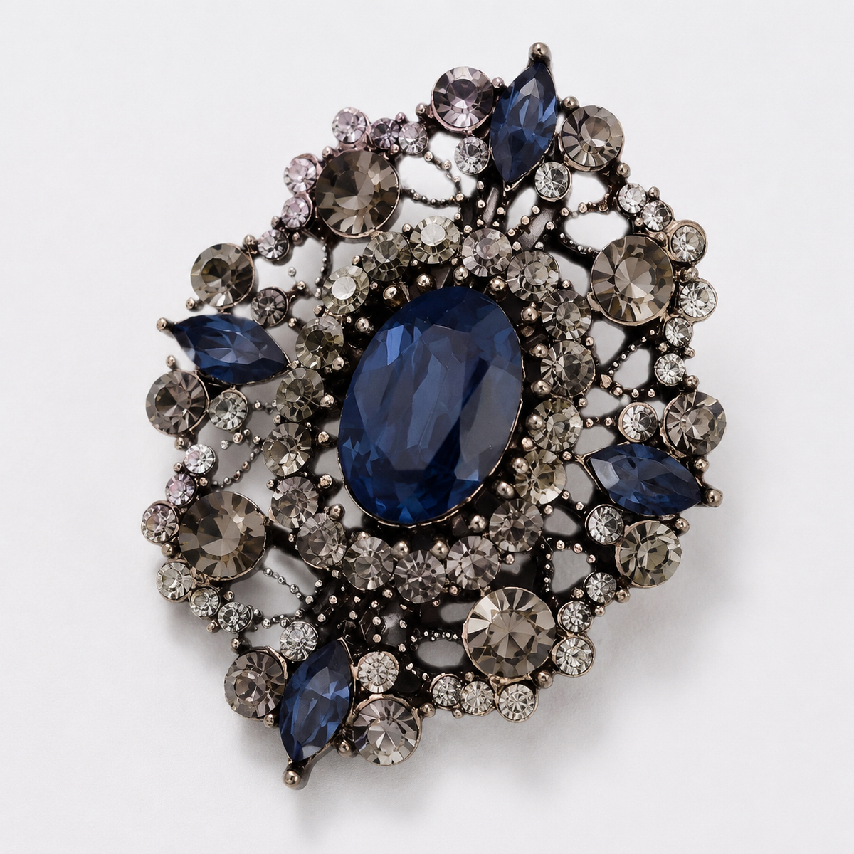 Vintage Inspired Oval Crystal Brooch Pin