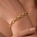 18K gold plated waterproof stainless steel chain link bracelet with rich gold tone finish
