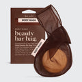 Body Wash Beauty Bar Bag in chocolate made of sustainable rPET with mesh fabric for foamy lather and quick drying.