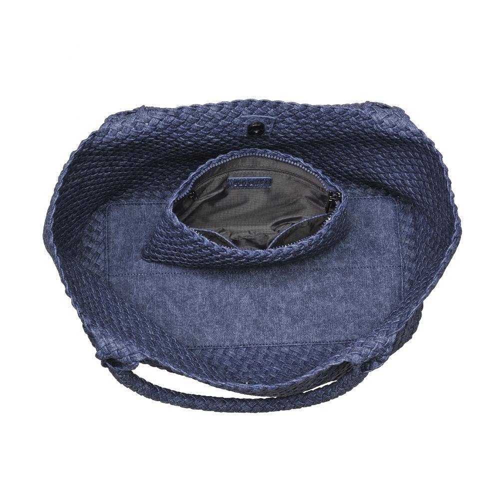 Sky's The Limit Large Woven Neoprene Tote: Dark Denim