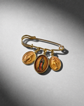 Virgin of Guadalupe Triple Charm Safety Pin Brooch