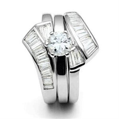 SS025 - Silver 925 Sterling Silver Ring with AAA Grade CZ  in Clear: 10
