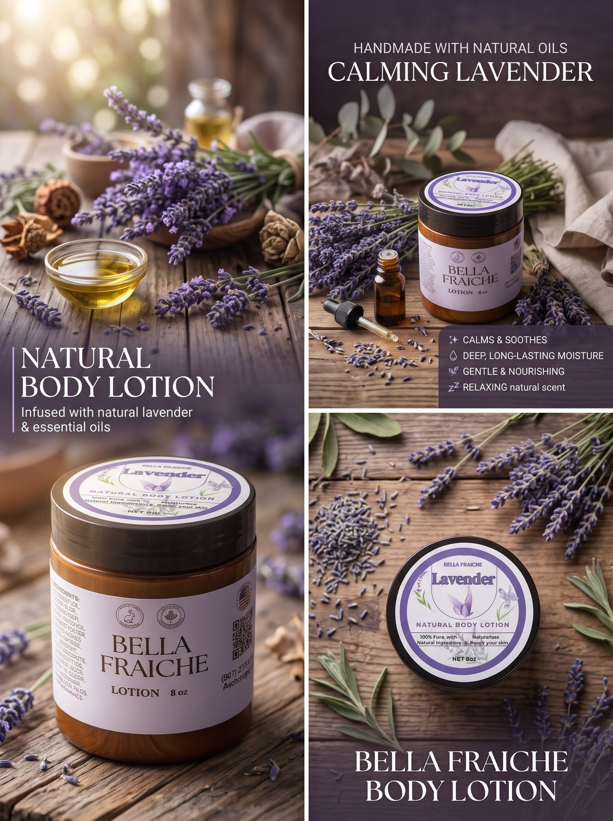 Bella Fraiche Handmade Body Lotion (8 oz) - Lavender