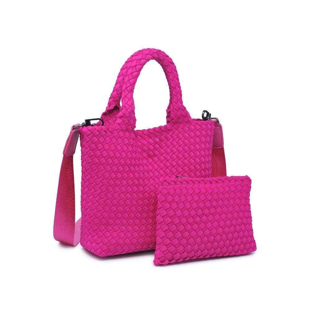 Sky's The Limit Small Woven Neoprene Crossbody: Fuchsia