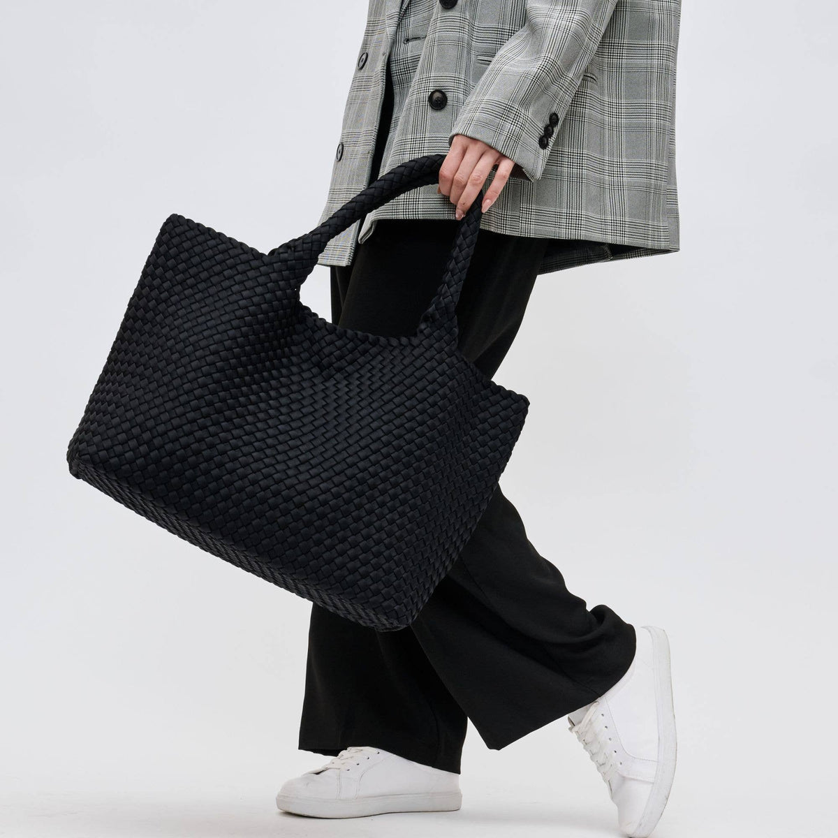 Sky's The Limit Large Woven Neoprene Tote: Black