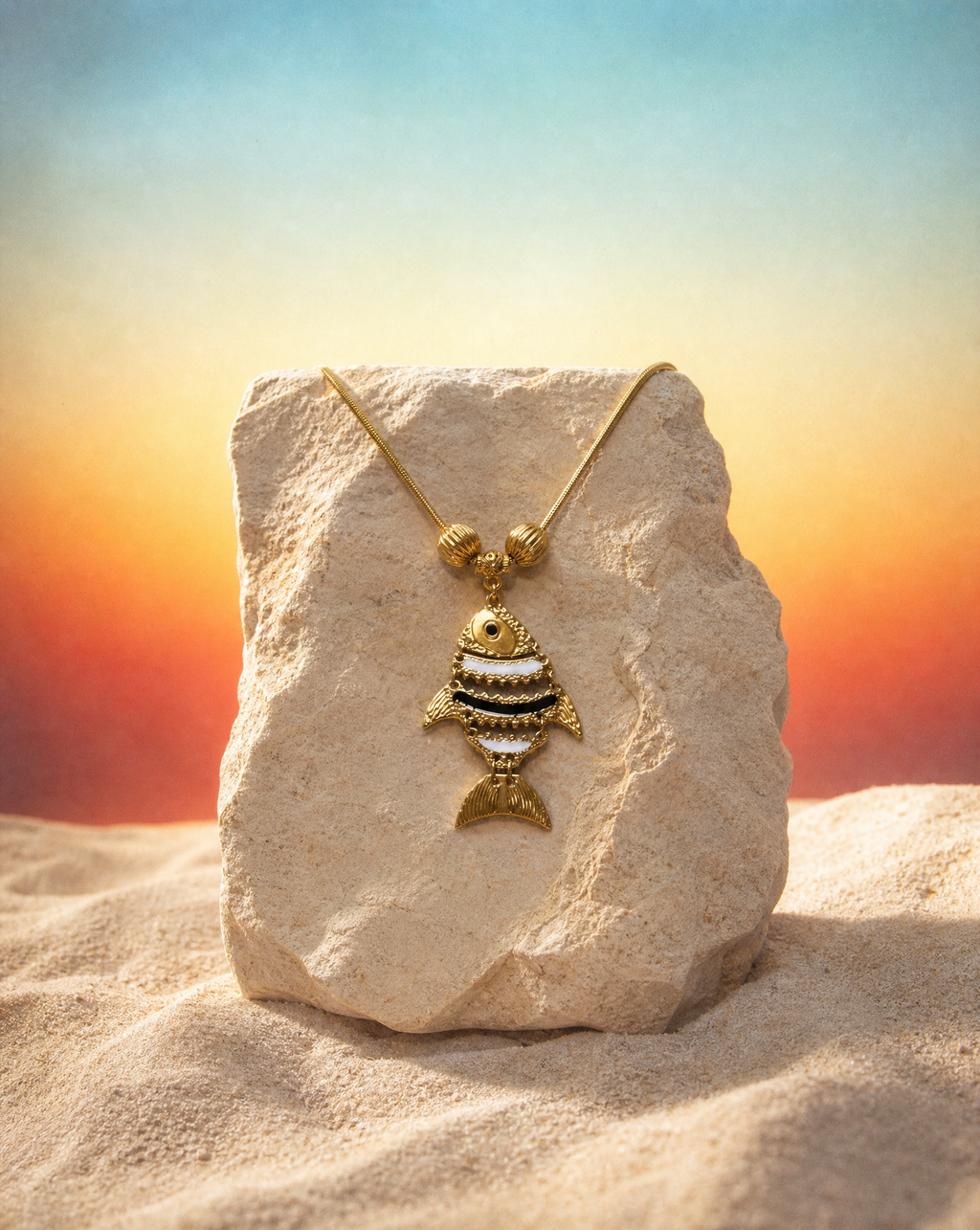 Gold Fish Necklace | Handmade Summer Collection: Blue