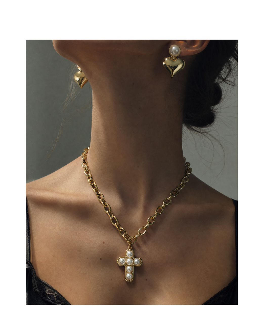 Cross Necklace & Heart Earrings Set | Graduation Gift