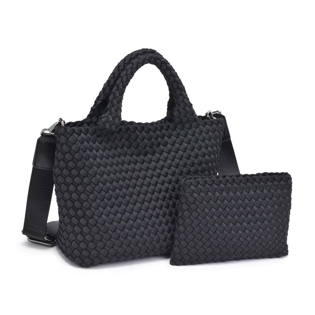 Sky's The Limit Small Woven Neoprene Crossbody: Black