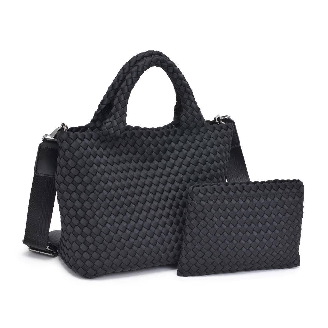 Sky's The Limit Small Woven Neoprene Crossbody: Black