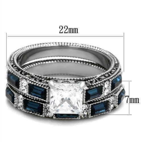 TK1829 - High polished (no plating) Stainless Steel Ring with AAA Grade CZ  in Clear: 9
