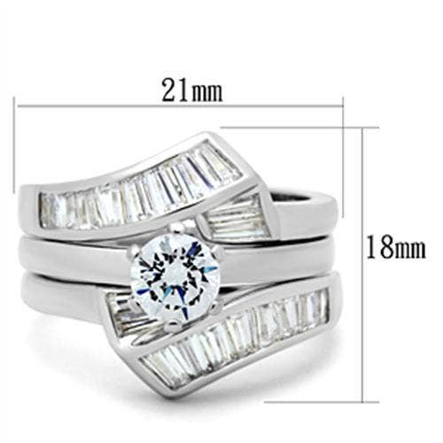 SS025 - Silver 925 Sterling Silver Ring with AAA Grade CZ  in Clear: 10